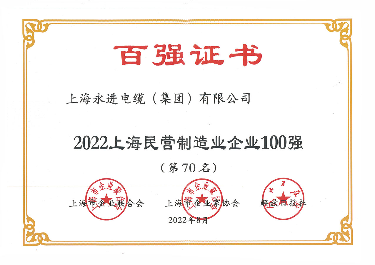 上海民营制造业企业100强